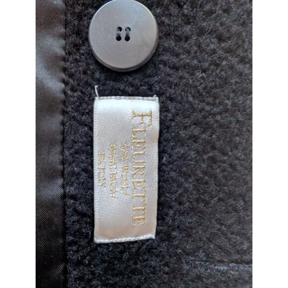 Fleurette Coat Women Size 8 Wool Alpaca Black Peacoat - Picture 11 of 12
